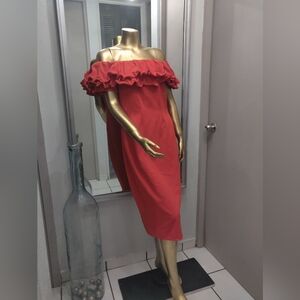 GRACIA Layered Ruffle Off-the-Shoulder Dress SIZE LARGE NWT